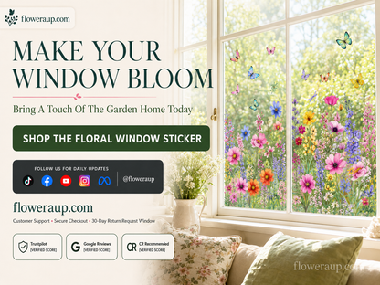 💐Colorful Floral Bouquet Window Sticker🖼️ Make Your Window Beautiful in Seconds! Cut to any size you like!