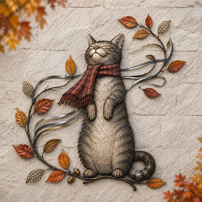 🍁Autumn Cat Metal Wall Decor🐱