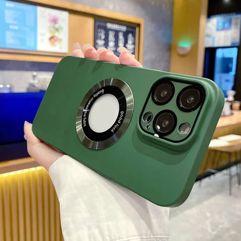 Mobilskal Allt-i-ett Linsfilm Läckagetikett Magnetiskt sug Frostat Komplett paket Skyddshölje