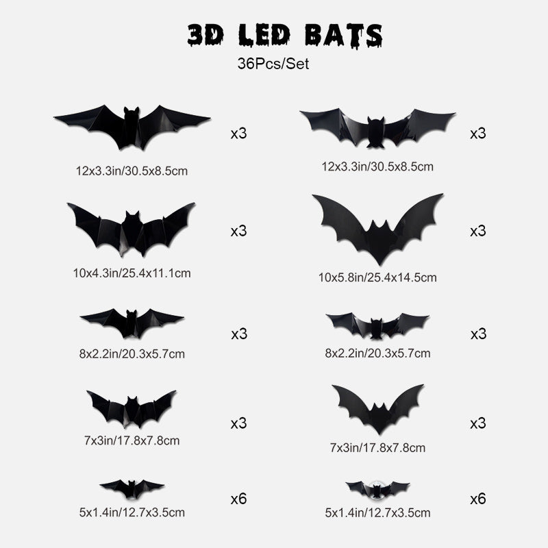 🦇 Halloween 3D Lighted Bats