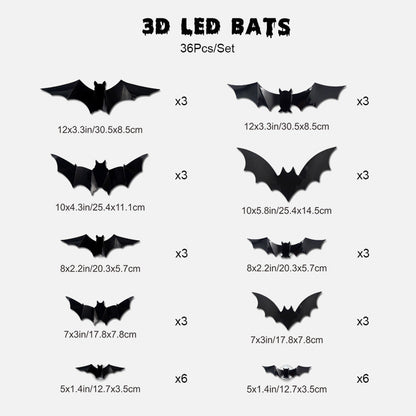 🦇 Halloween 3D Lighted Bats
