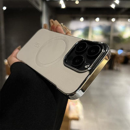 Ramlöst Läder Magnetiskt Elektropläterat Mobiltelefonfodral