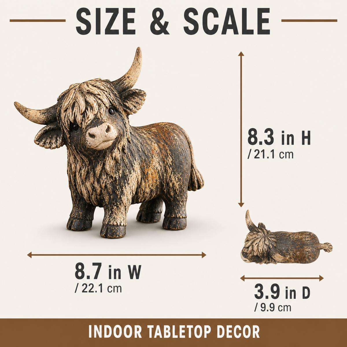 🐮 Rustic Highland Cow Figurine – 🌾Charming Farmhouse Tabletop Decor