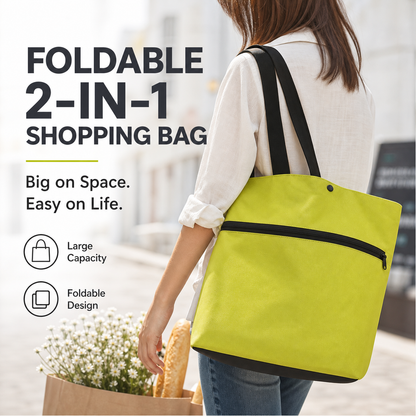 🛍️2-in-1 Foldable Shopping Cart  – Carry More, Roll Easier