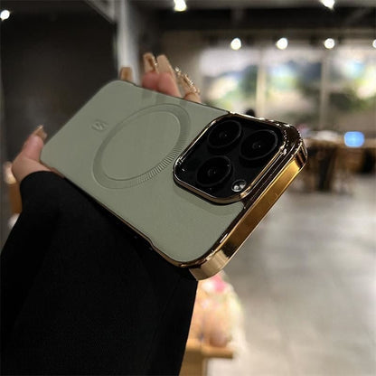 Ramlöst Läder Magnetiskt Elektropläterat Mobiltelefonfodral