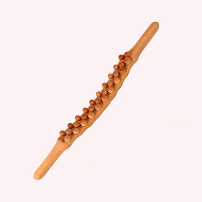 Massagestav i bokträ | Dubbel rad med kulor för magmassage och öppning av meridianerna