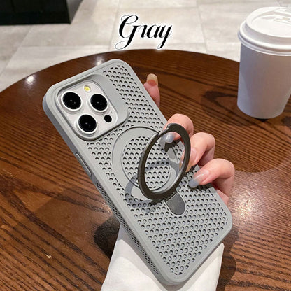 Honeycomb Hole Heat Dissipation Bracket Magnetic Mobile Phone Case