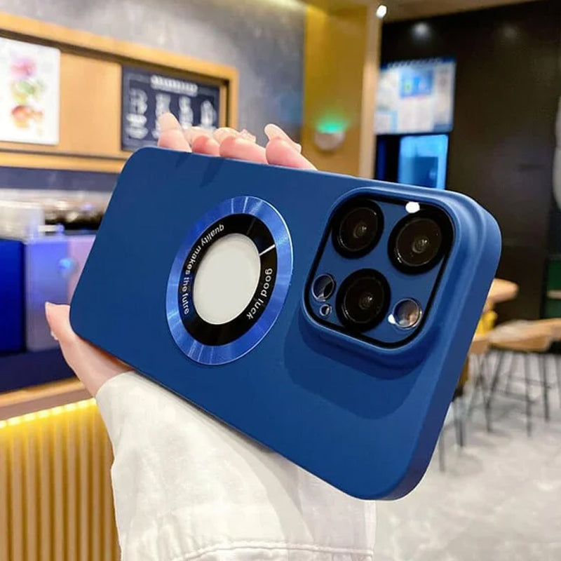 Mobilskal Allt-i-ett Linsfilm Läckagetikett Magnetiskt sug Frostat Komplett paket Skyddshölje