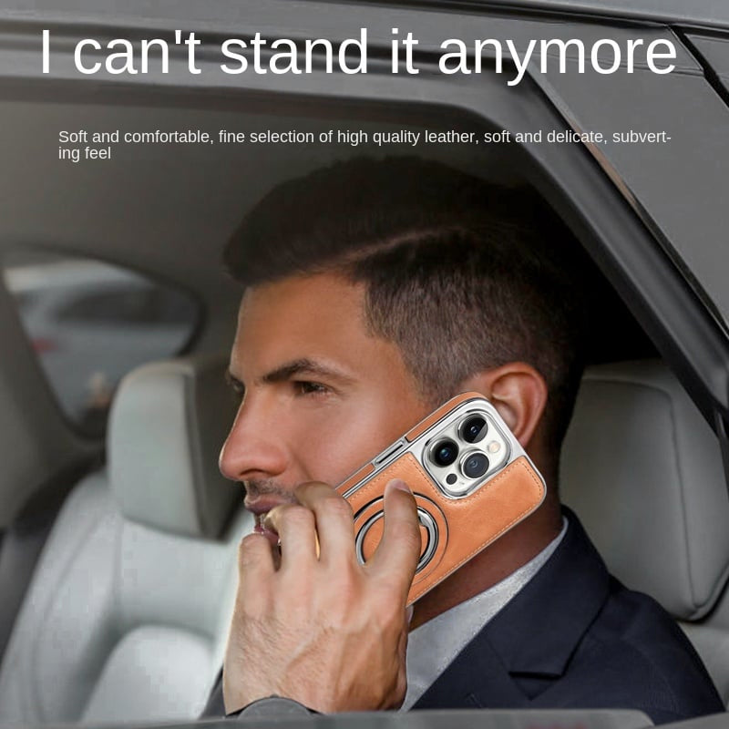 Läder Magnetisk hållare Mobiltelefonfodral