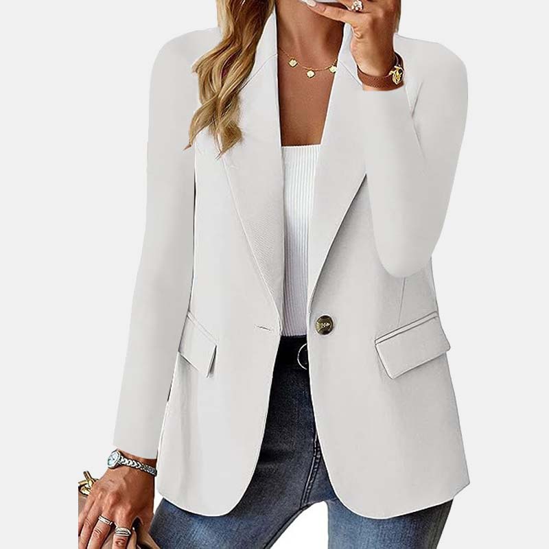 Höst Long Sleeve Solid Color Cardigan Blazer för Kvinner