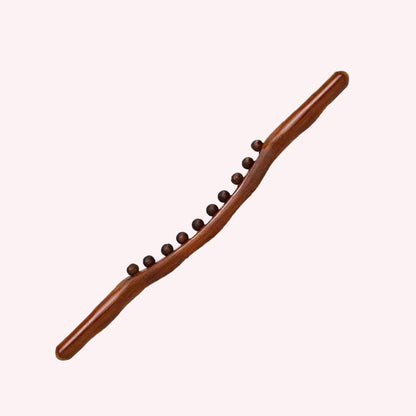 Massagestav i bokträ | Dubbel rad med kulor för magmassage och öppning av meridianerna