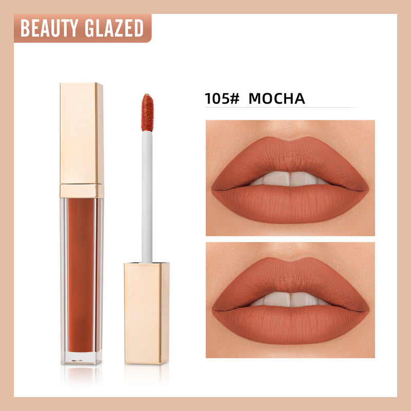 ✨ Guldpläterad matt läppglans i fyrkantig flaska —— Stråla av självförtroende, framhäv din charm! 💋