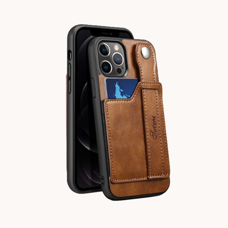 Bakstycke med korttyp Handledsrem Telefonfodral i läder