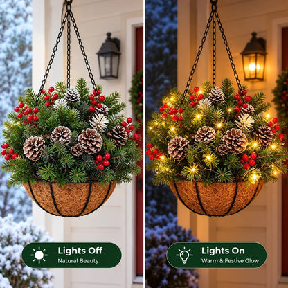 🎄 🏆Christmas basket with built-in lights |🎄 With built-in lights, weatherproof, and maintenance-free