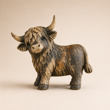 🐮 Rustic Highland Cow Figurine – 🌾Charming Farmhouse Tabletop Decor