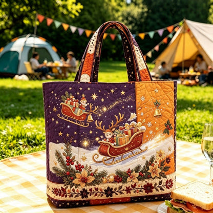 Vintage Santa Christmas Print Tote Bag | Festive Re‑usable Shopper