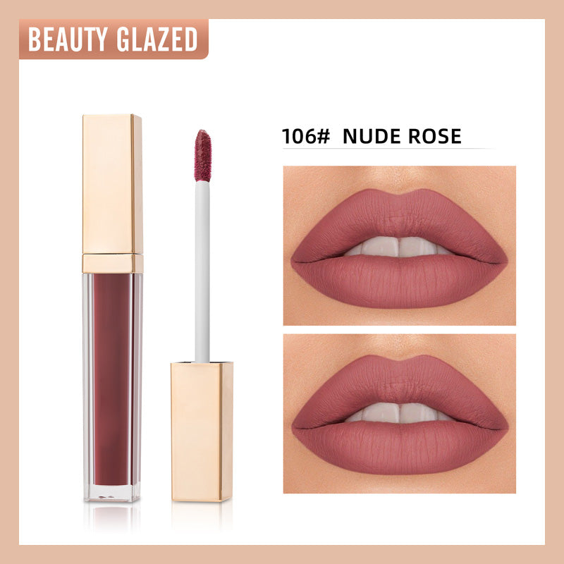 ✨ Guldpläterad matt läppglans i fyrkantig flaska —— Stråla av självförtroende, framhäv din charm! 💋