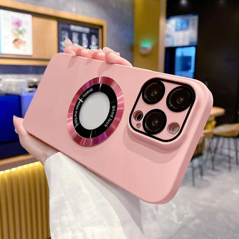 Mobilskal Allt-i-ett Linsfilm Läckagetikett Magnetiskt sug Frostat Komplett paket Skyddshölje