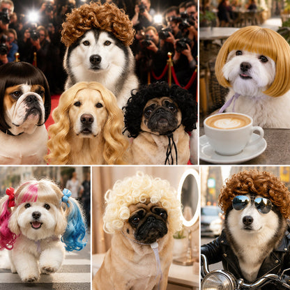 Personalized Fun Pet Wigs for Halloween & Dog Cosplay
