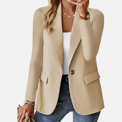 Höst Long Sleeve Solid Color Cardigan Blazer för Kvinner