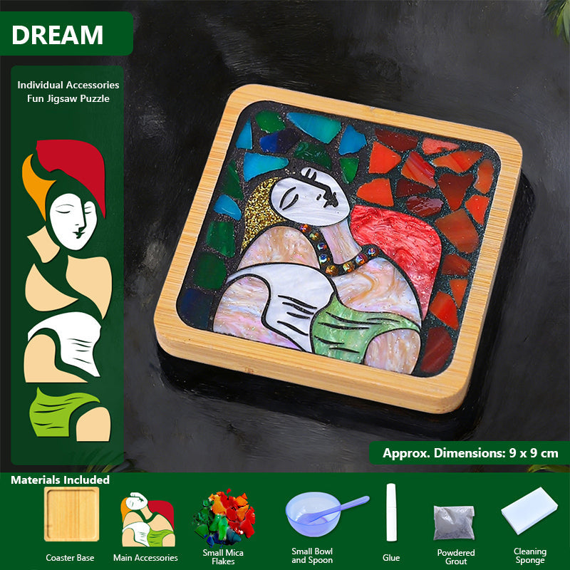 🎨DIY Mosaic Coaster Set – World-Famous Paintings Series: Handcrafted Creative Decal Artwork