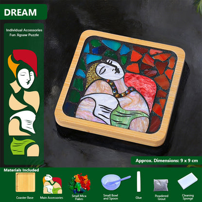 🎨DIY Mosaic Coaster Set – World-Famous Paintings Series: Handcrafted Creative Decal Artwork