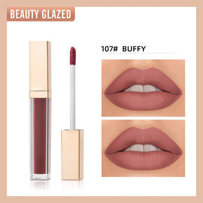 ✨ Guldpläterad matt läppglans i fyrkantig flaska —— Stråla av självförtroende, framhäv din charm! 💋