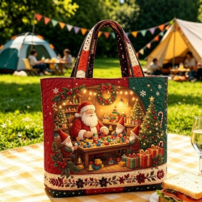 Vintage Santa Christmas Print Tote Bag | Festive Re‑usable Shopper