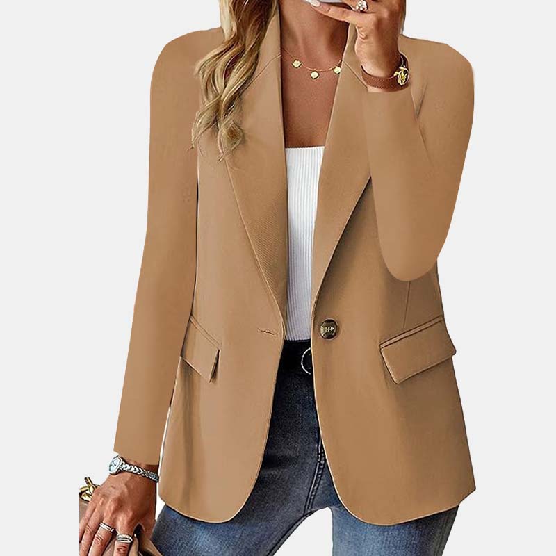 Höst Long Sleeve Solid Color Cardigan Blazer för Kvinner