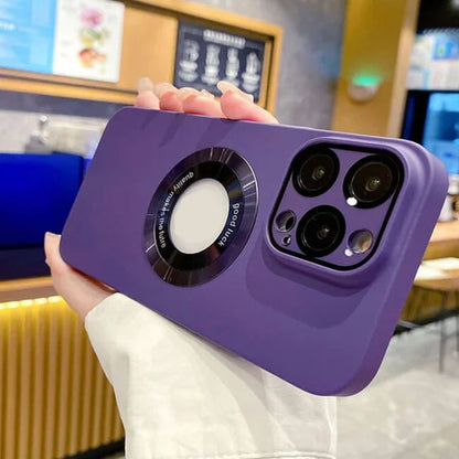 Mobilskal Allt-i-ett Linsfilm Läckagetikett Magnetiskt sug Frostat Komplett paket Skyddshölje