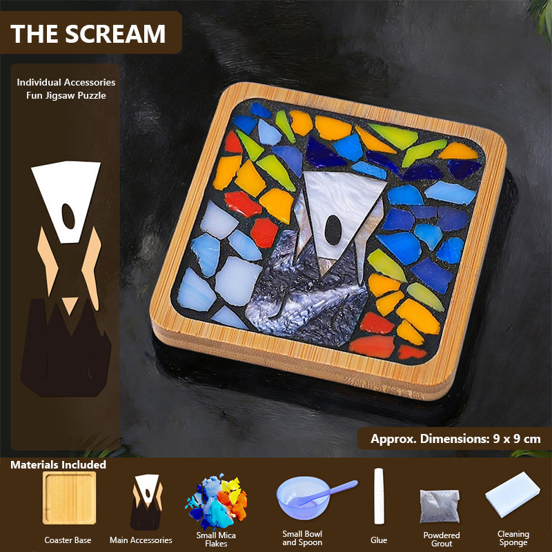 🎨DIY Mosaic Coaster Set – World-Famous Paintings Series: Handcrafted Creative Decal Artwork