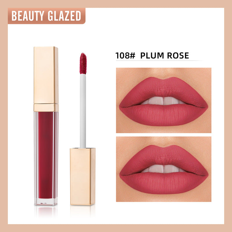 ✨ Guldpläterad matt läppglans i fyrkantig flaska —— Stråla av självförtroende, framhäv din charm! 💋