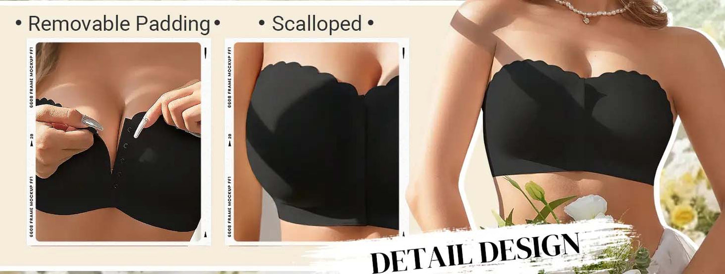 🔥Sista dagen ❤️Sömlös, axelbandslös behå med knäppning fram