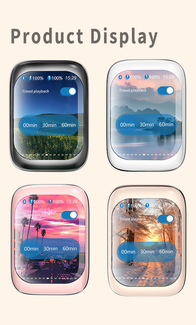 Smarta Bluetooth-hörlurar med stor skärm och slider