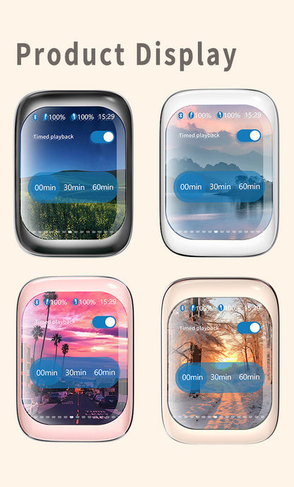 Smarta Bluetooth-hörlurar med stor skärm och slider