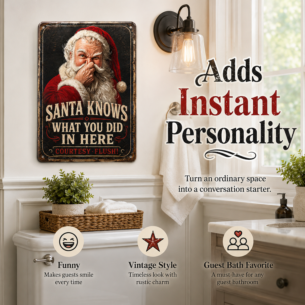 🎅🚽Santa Knows Funny Bathroom Sign