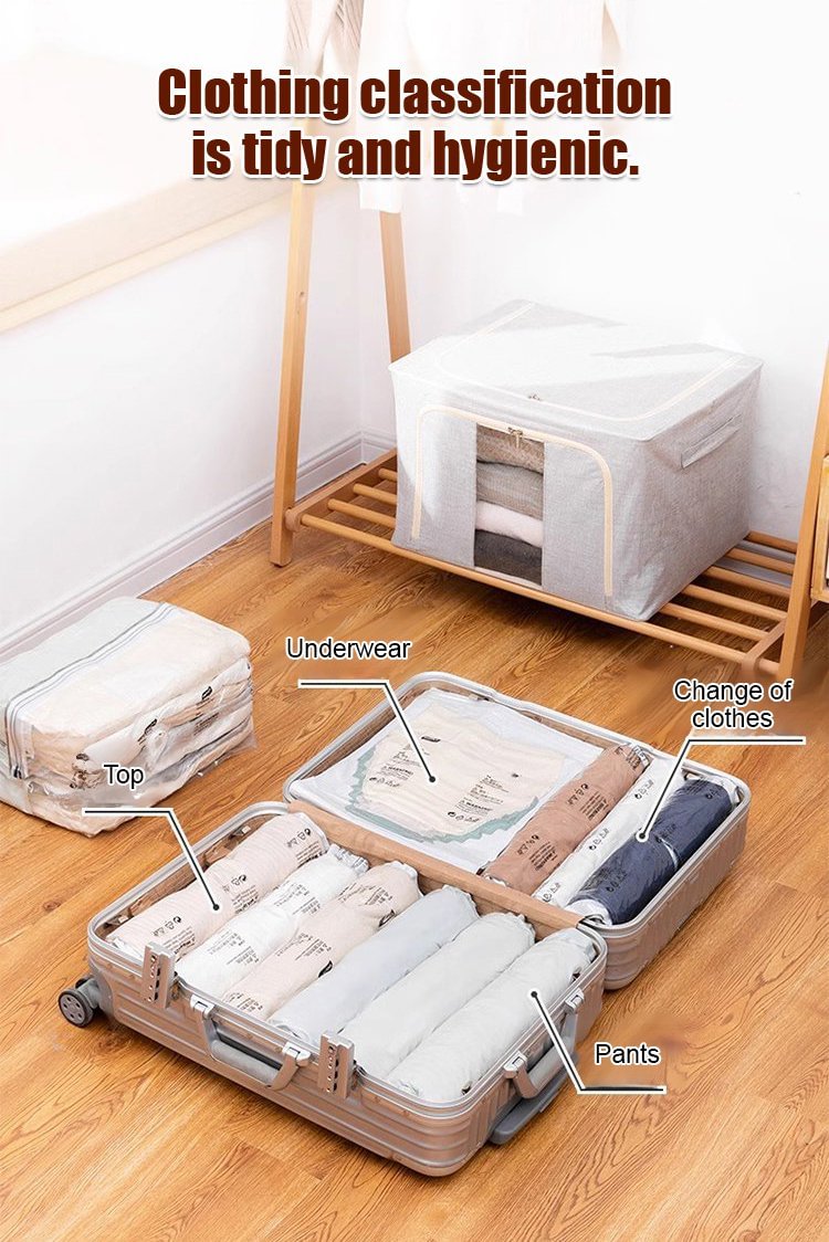 Återanvändbara förvaringspåsar med vakuumfri kompression