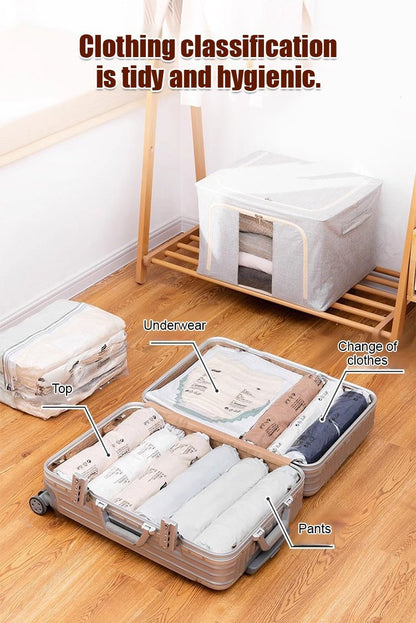 Återanvändbara förvaringspåsar med vakuumfri kompression