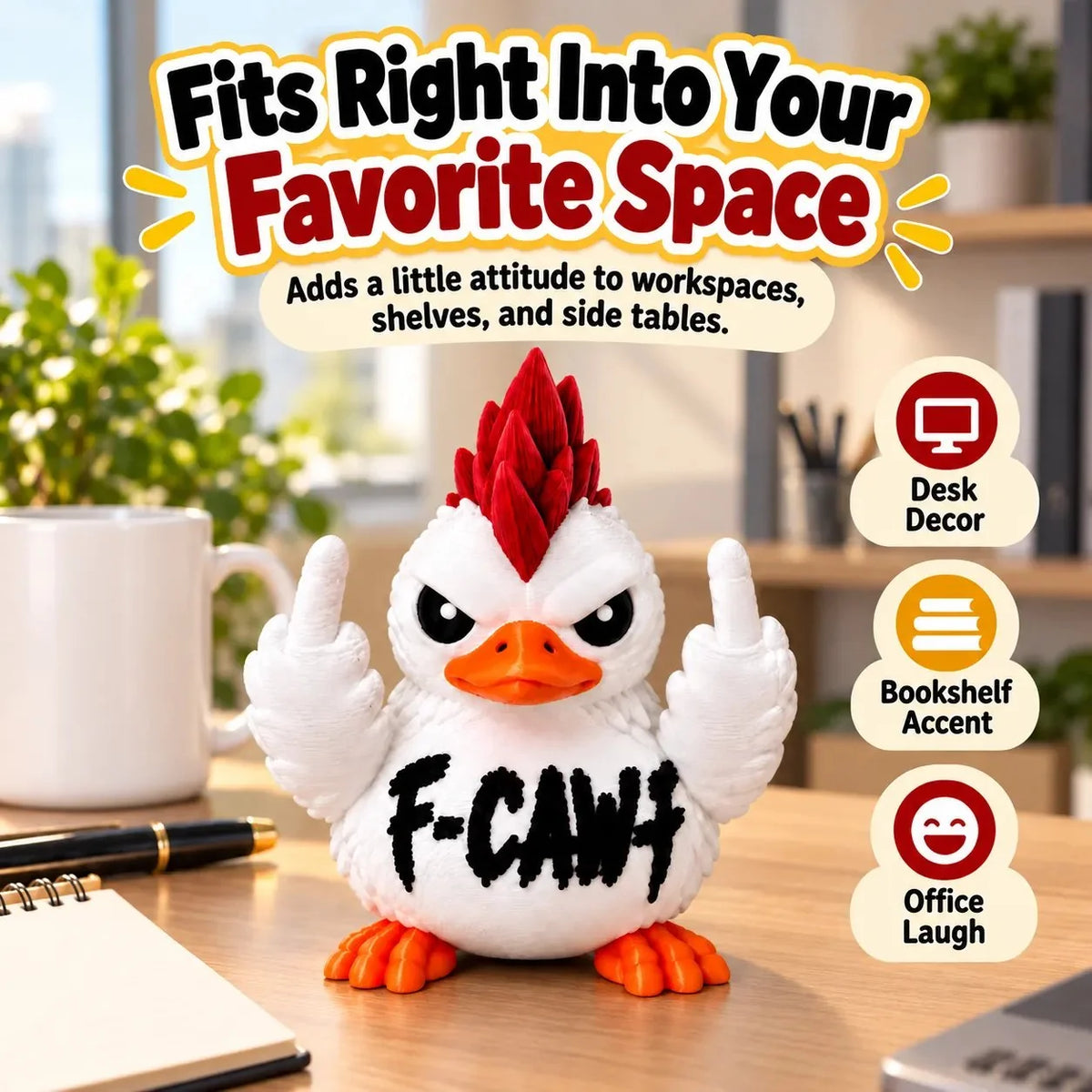 🦆Funny Attitude Desk Buddies – Bad Attitude Duck & Grumpy Raven