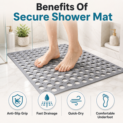 💧 Premium Anti Slip Shower Safety Mat with Strong Suction Cups - Make Every Shower Feel Safer 🚿
