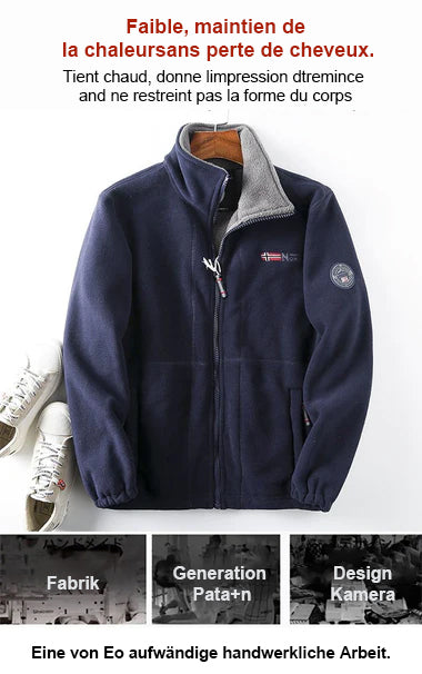 De bästa julklapparna - Tvålagers jacka med huva för män (originalprodukt av hög kvalitet) / vändbar polar fleecejacka