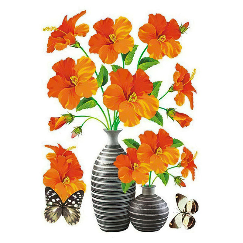 Väggklistermärke med 3D-simulering av vas