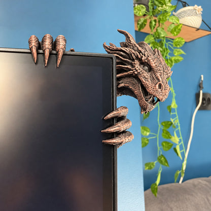 🐲Legendary Dragon Screen Guardian – 3D Fantasy Monitor Corner Figurine, Unique Gaming Desk Decor & Gifts for Dragon Lovers