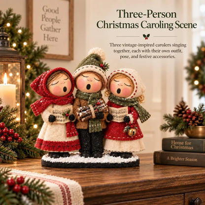 🎄 Vintage Christmas Carolers Figurine | Cozy 3-Person Tabletop Holiday Decor 🎶
