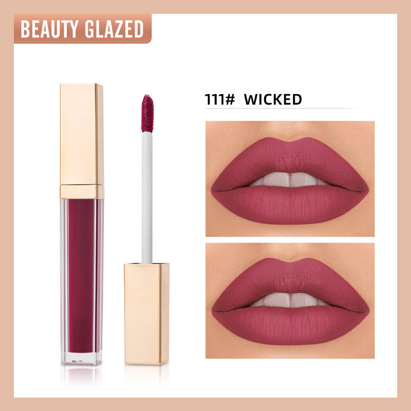 ✨ Guldpläterad matt läppglans i fyrkantig flaska —— Stråla av självförtroende, framhäv din charm! 💋