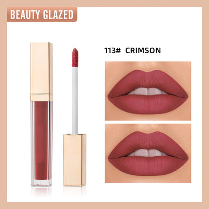 ✨ Guldpläterad matt läppglans i fyrkantig flaska —— Stråla av självförtroende, framhäv din charm! 💋