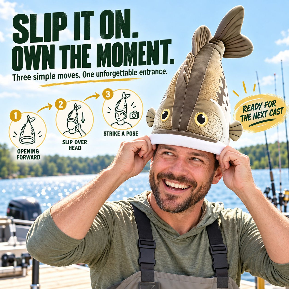 🔥Last day 49% OFF🐟 Funny 3D Fish Hat — Funny Fishing Gift for Anglers, Lake Days & Parties