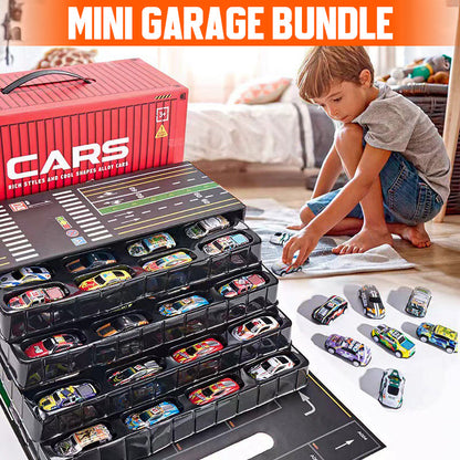 Presentset, inklusive mini-behållare för bilar med utdragbar baksida 🚗🎁
