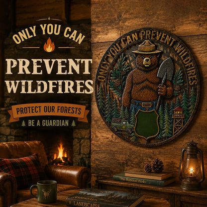 🐻Bear Wall Decor with "Only You Can Prevent Wildfires" Theme🪓