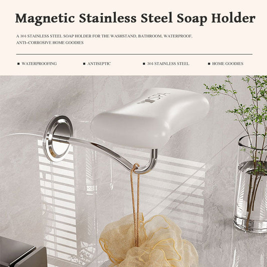 🧼 Magnetisk Tvålhållare i Rostfritt Stål - Smidig Förvaring, Håll Rent 🧼